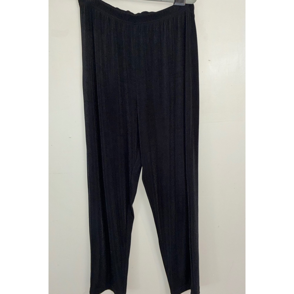 Bentley Plus Liquid Knit Pants Women X Black Elastic Waist Stretchy Trousers